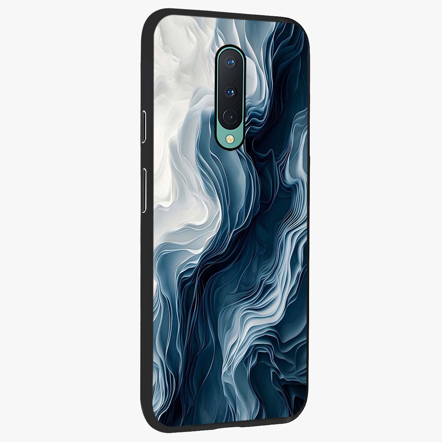 Ethereal Paper Marble Glass Case upright view showcasing smooth marble artwork with refined minimalist theme.