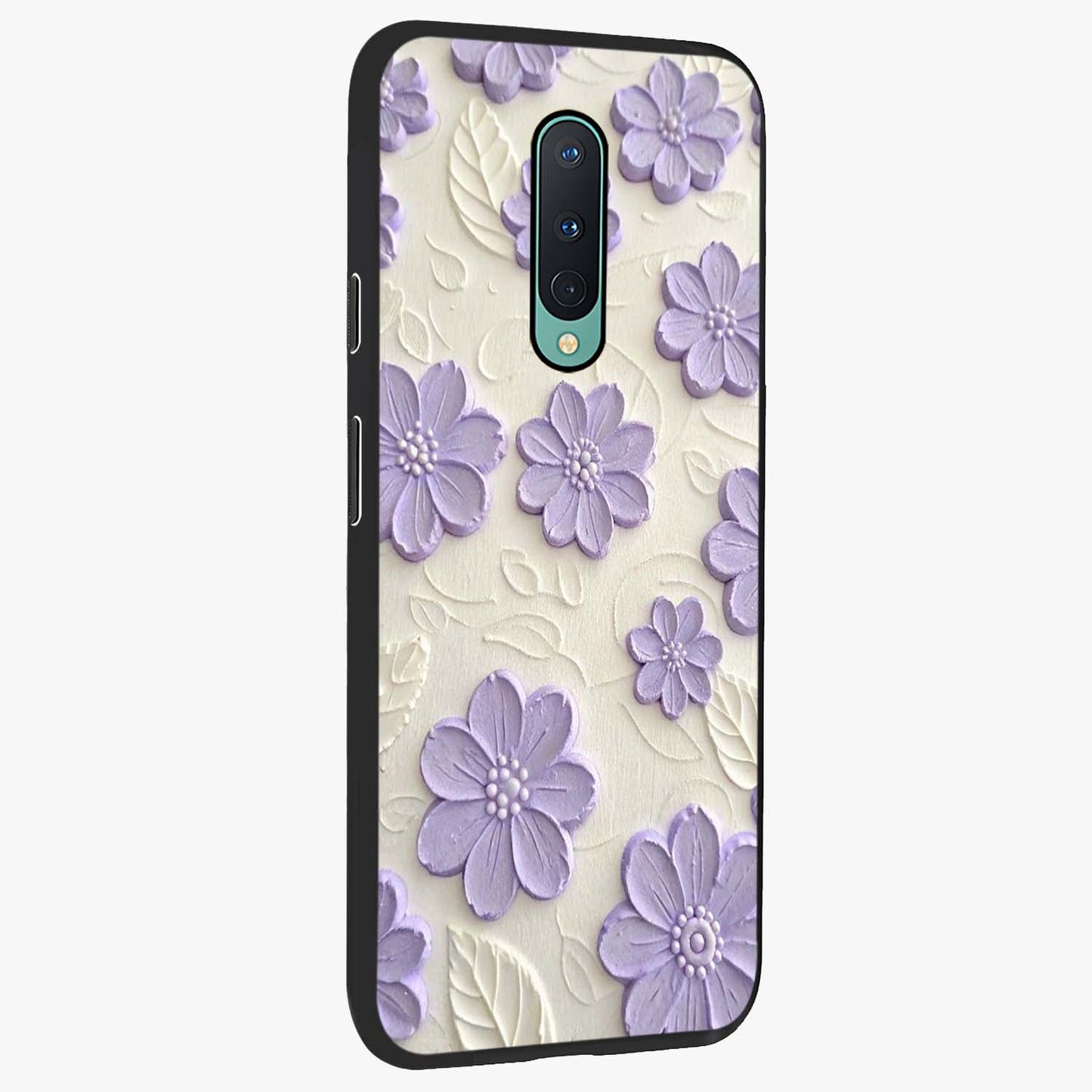 Floral Wall Art With Purple Flowers Glass Case upright view showcasing elegant purple flower artwork with decorative floral theme.