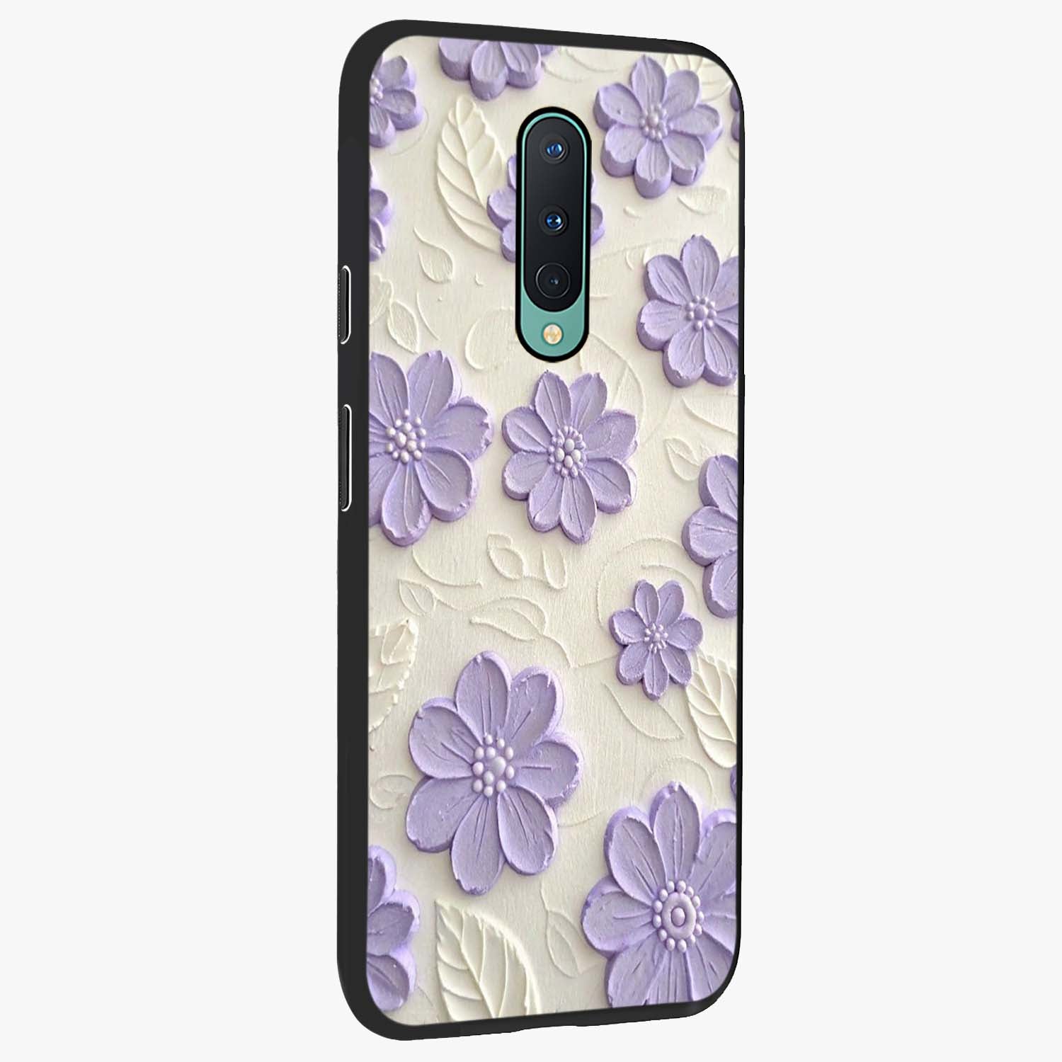Floral Wall Art With Purple Flowers Glass Case upright view showcasing elegant purple flower artwork with decorative floral theme.