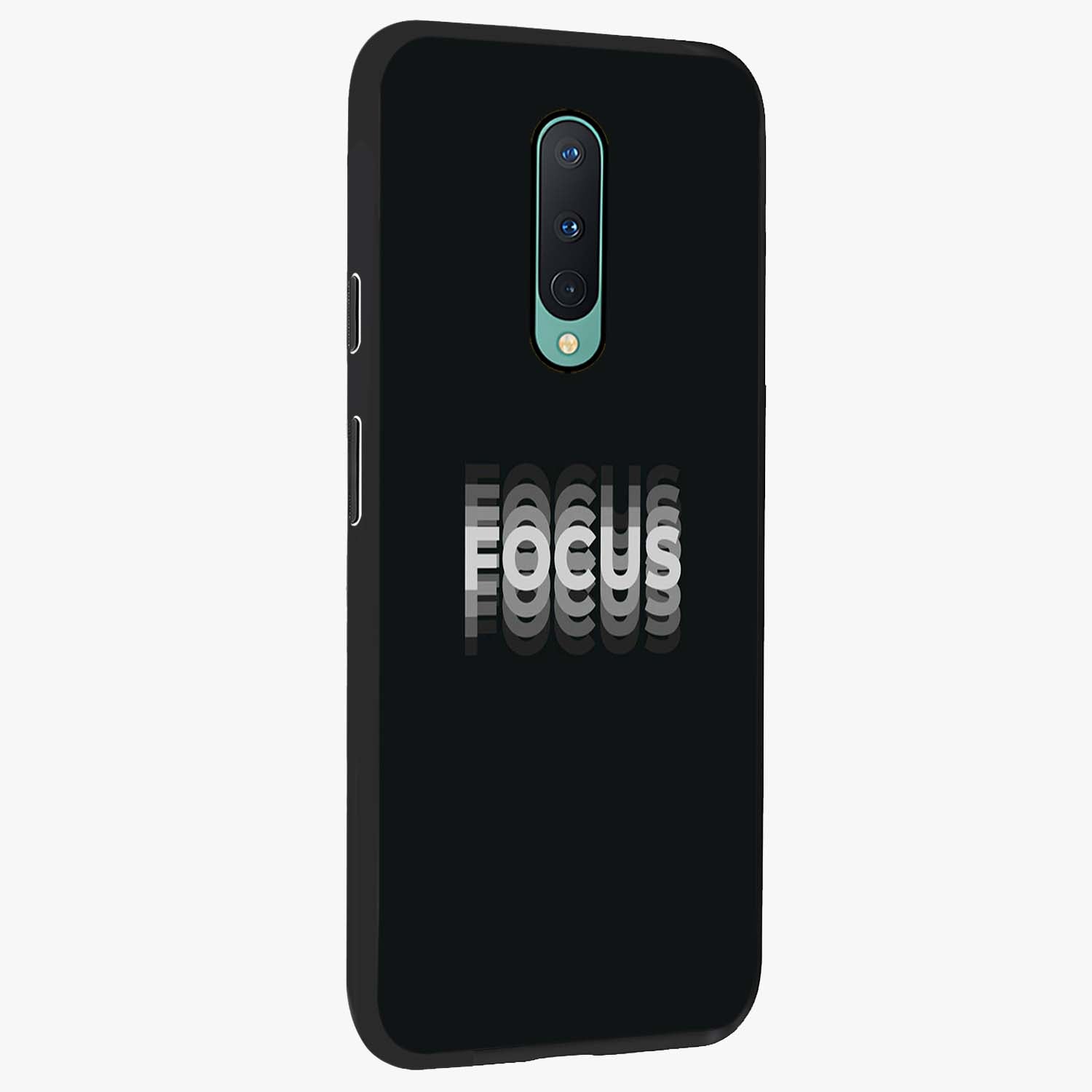 Focus Mode On Glass Case upright view showcasing strong typography statement with sleek motivational theme.