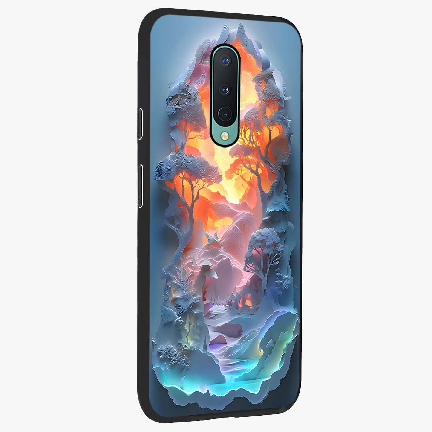 Glow Forest Portal Glass Case upright view showcasing enchanted forest portal artwork with fantasy nature theme.