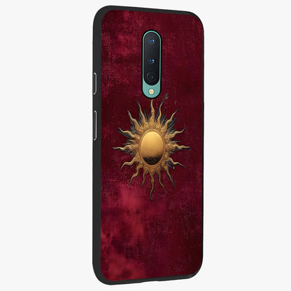 Golden Sun Minimalism Glass Case upright view showcasing simple golden sun artwork with elegant minimalist style.