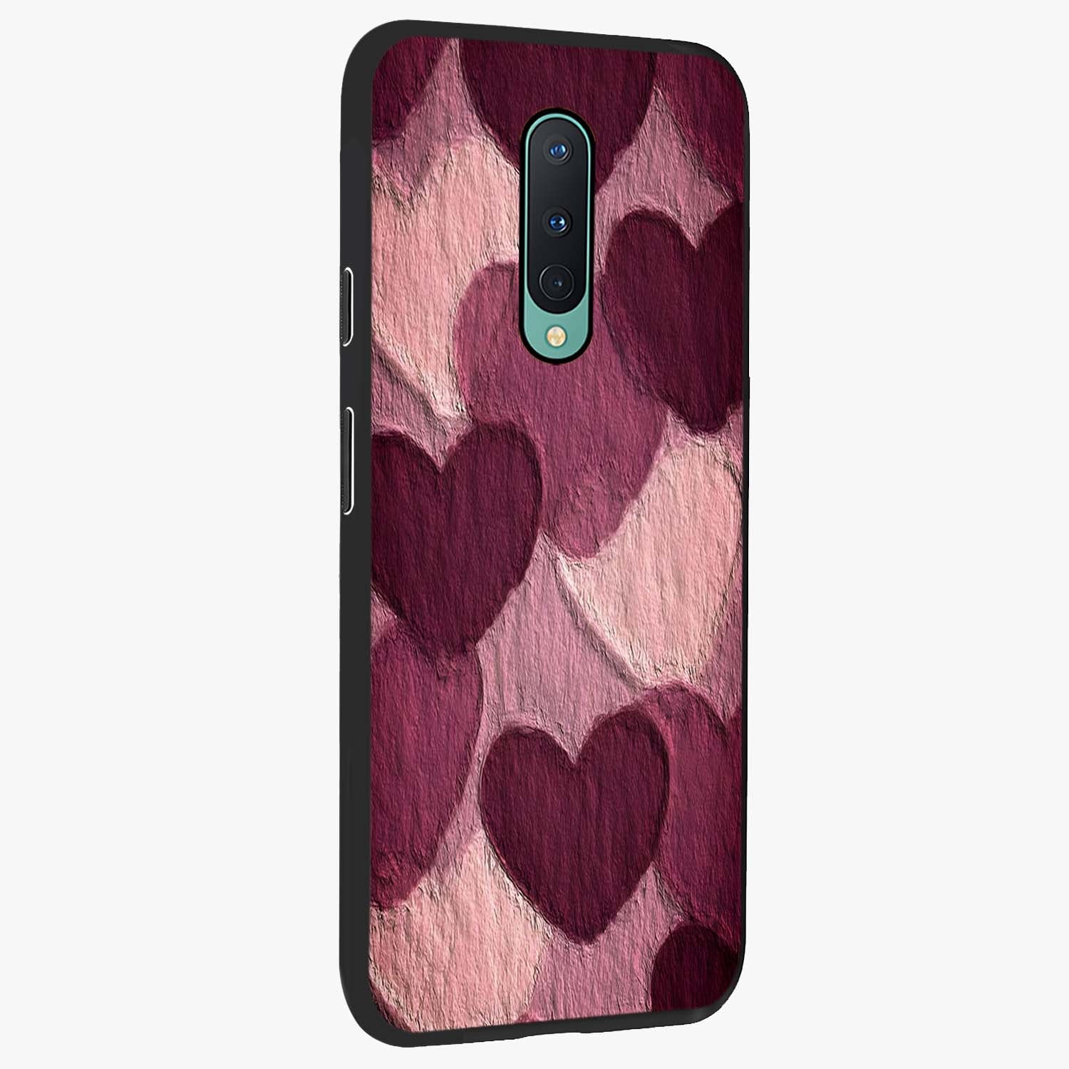 Layered Paper Hearts Glass Case upright view showcasing decorative layered heart artwork with sweet love theme.