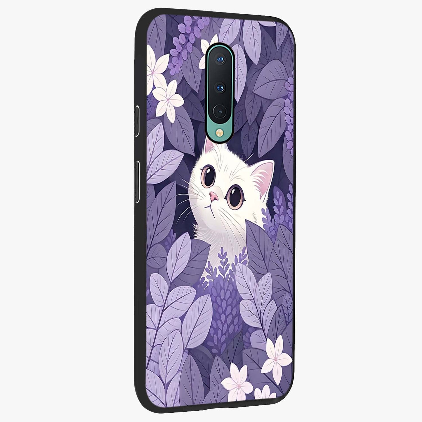 Lilac Hide Peek Cat Glass Case upright view showcasing charming cat artwork with adorable peek theme.