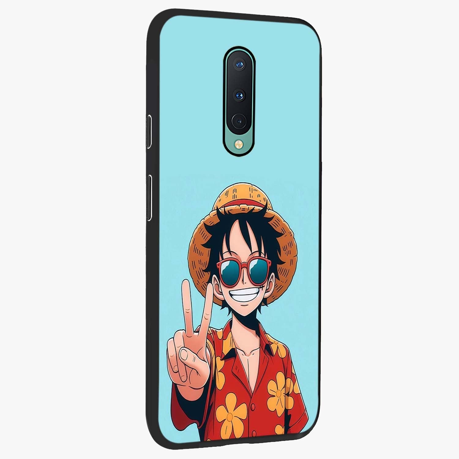 Luffy Summer Anime Vibe Glass Case upright view showcasing dynamic anime artwork with bright adventurous theme.