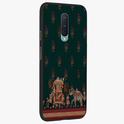 Macmerise Glass Case upright view showcasing bold artistic artwork with contemporary design theme.