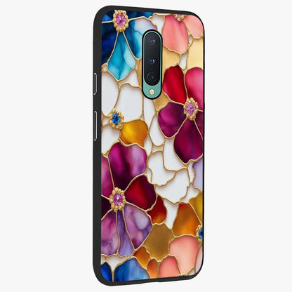 Marble Flower Pattern Glass Case upright view showcasing decorative marble flower artwork with refined style.