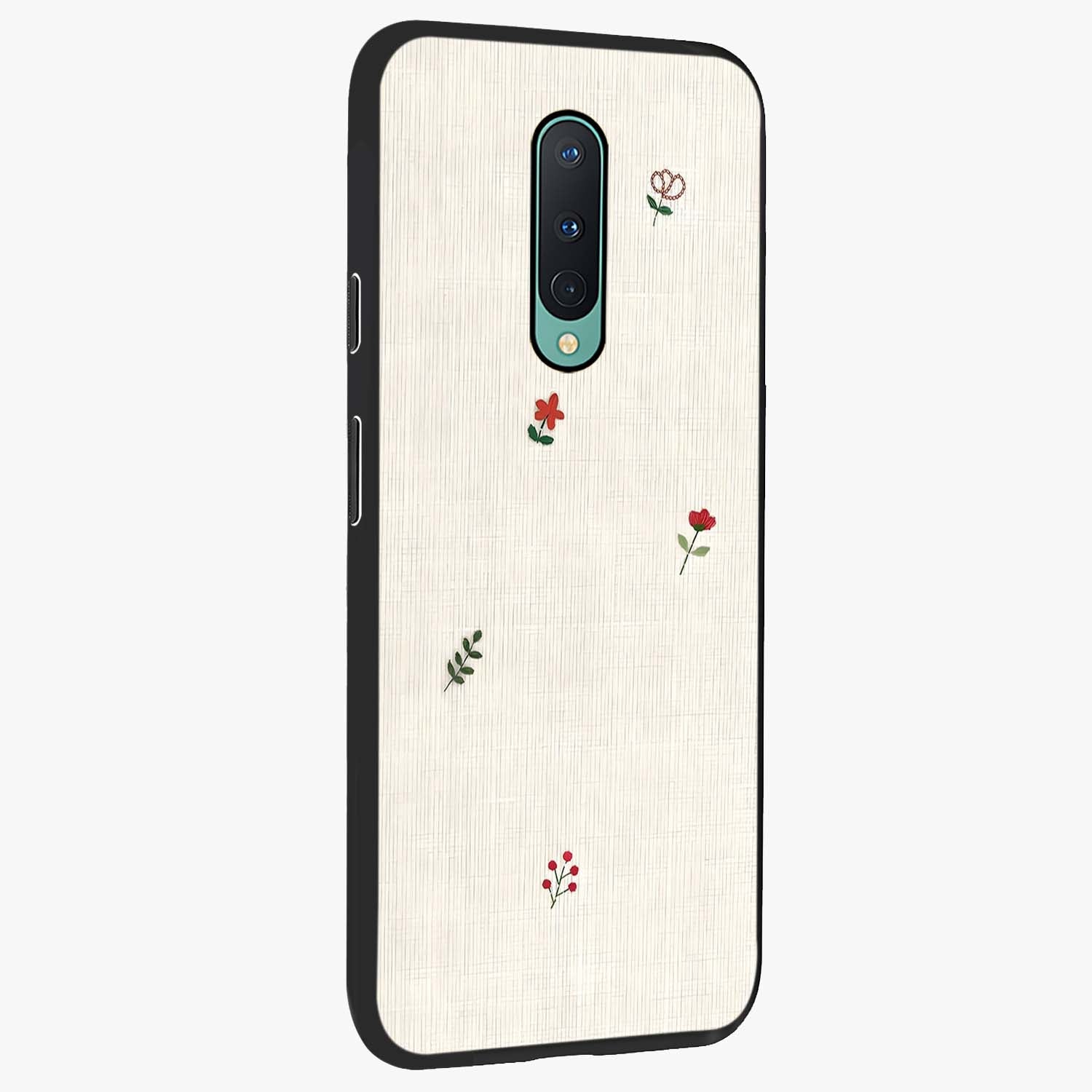 Minimalistic Blue With White Flower Pattern Glass Case upright view showcasing clean white flower artwork with calming blue theme.
