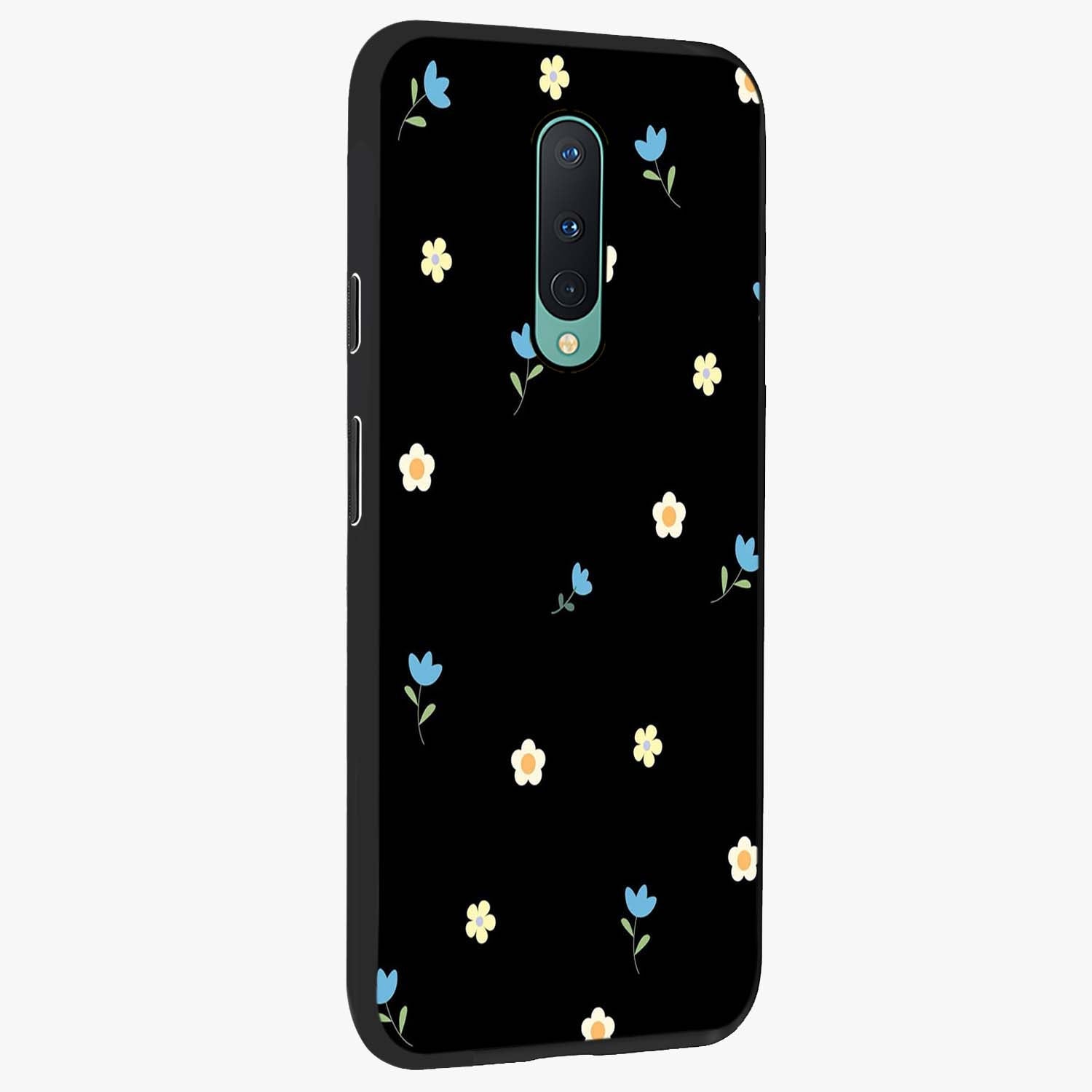 Minimal Petal Whispers Glass Case upright view showcasing elegant floral artwork with modern minimalist style.