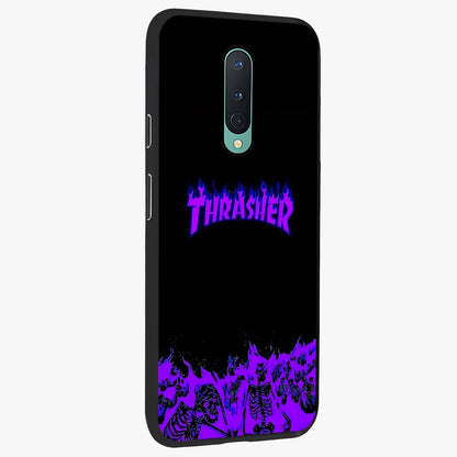 Neon Flame Riot Glass Case upright view showcasing dynamic flame artwork with energetic neon theme.