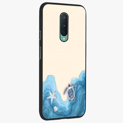 Ocean Drift Turtle Glass Case upright view showcasing calm underwater turtle artwork with nature inspired theme.