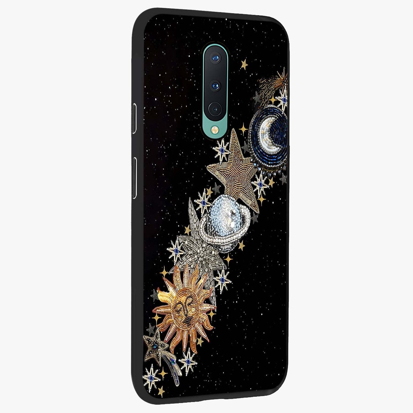 Pearls Universe Object Glass Case upright view showcasing decorative pearl themed artwork with cosmic elegance.