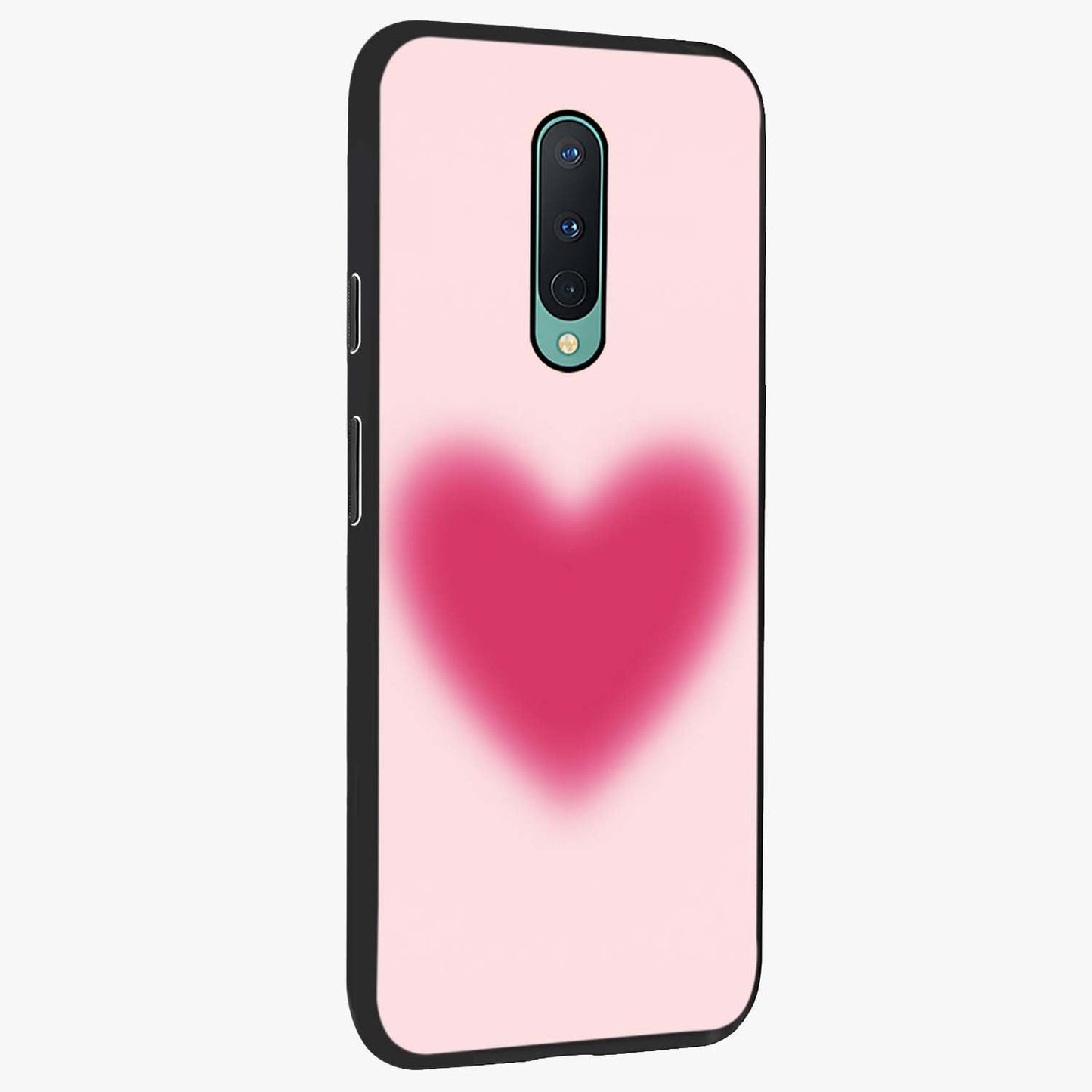 Pink Aura Heart Glass Case upright view showcasing romantic heart artwork with soft pastel theme.