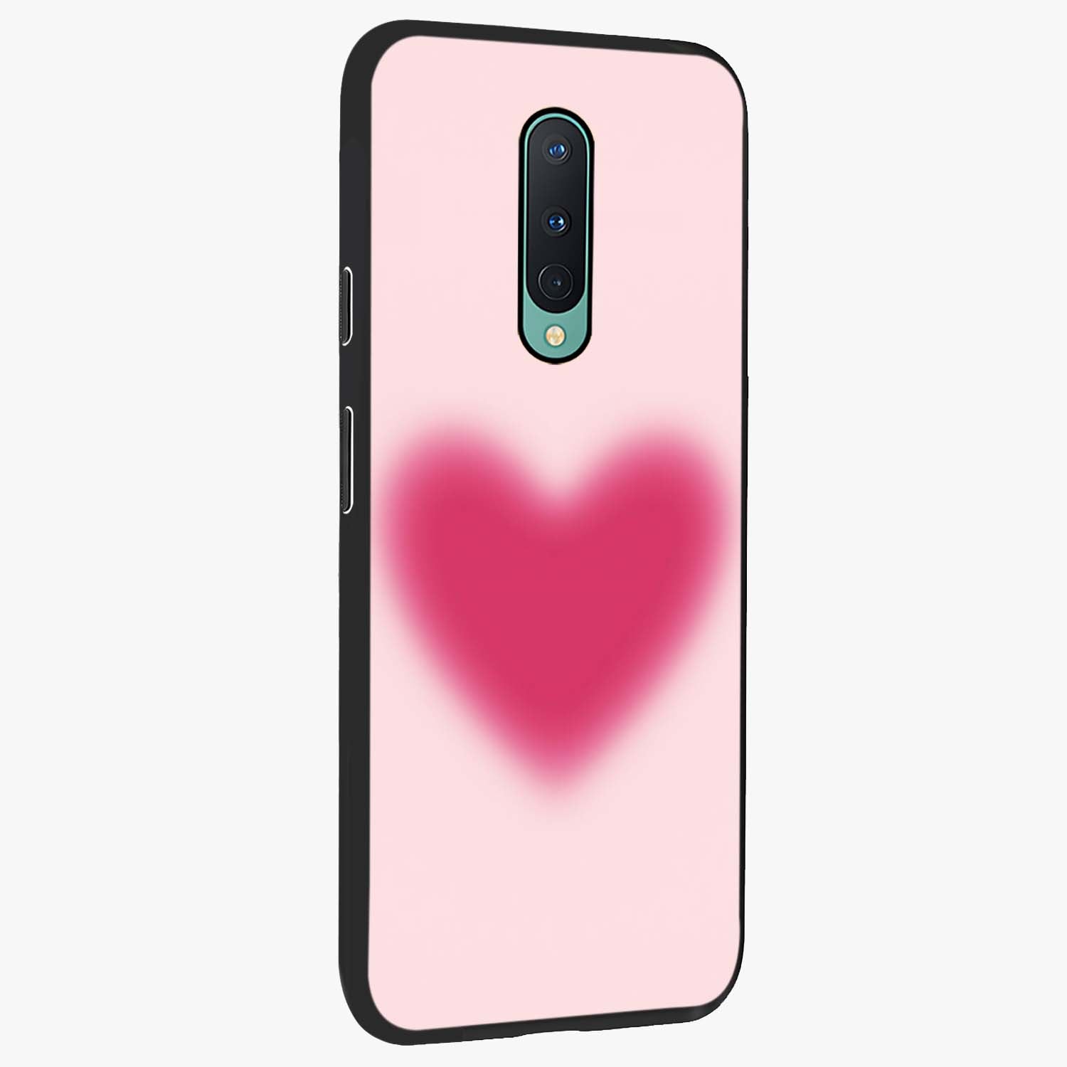 Pink Aura Heart Glass Case upright view showcasing romantic heart artwork with soft pastel theme.