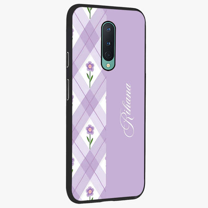 Purple Diamond Floral Glass Case upright view showcasing vibrant floral artwork with stylish geometric theme.