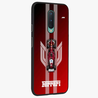 Red Ferrari F1 Vertical Glass Case upright view showcasing powerful Formula car artwork with dynamic motorsport theme.