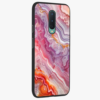 Rose Quartz Marble Glass Case upright view showcasing decorative marble artwork with luxurious pastel theme.