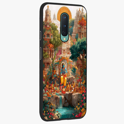 Sacred Sunlight Gods Glass Case upright view showcasing glowing divine artwork with sacred mythological theme.