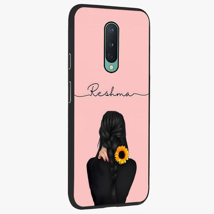 Sunflower Braid Beauty With Custom Name Glass Case upright view showcasing bright sunflower artwork with personalized floral aesthetic.