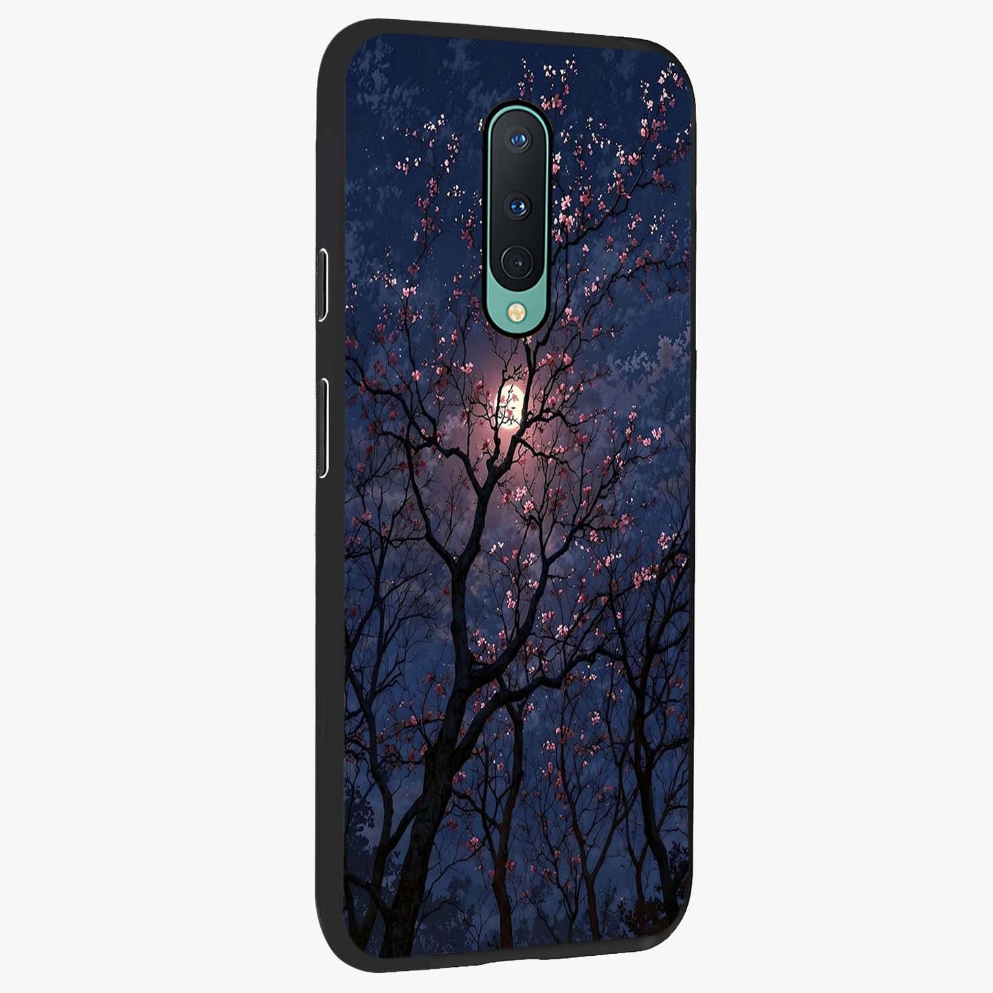 Twilight Sakura Serenade Glass Case upright view showcasing beautiful cherry blossom artwork with serene evening theme.