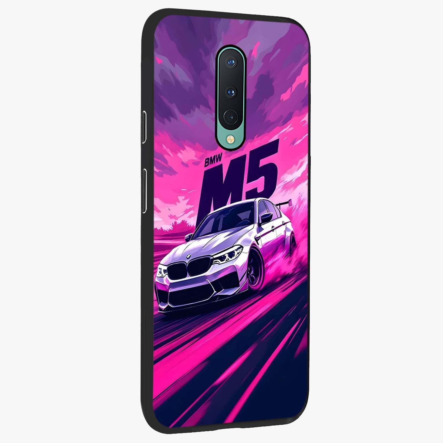 Velocity Drift Pulse Glass Case upright view showcasing powerful racing artwork with energetic motorsport theme.