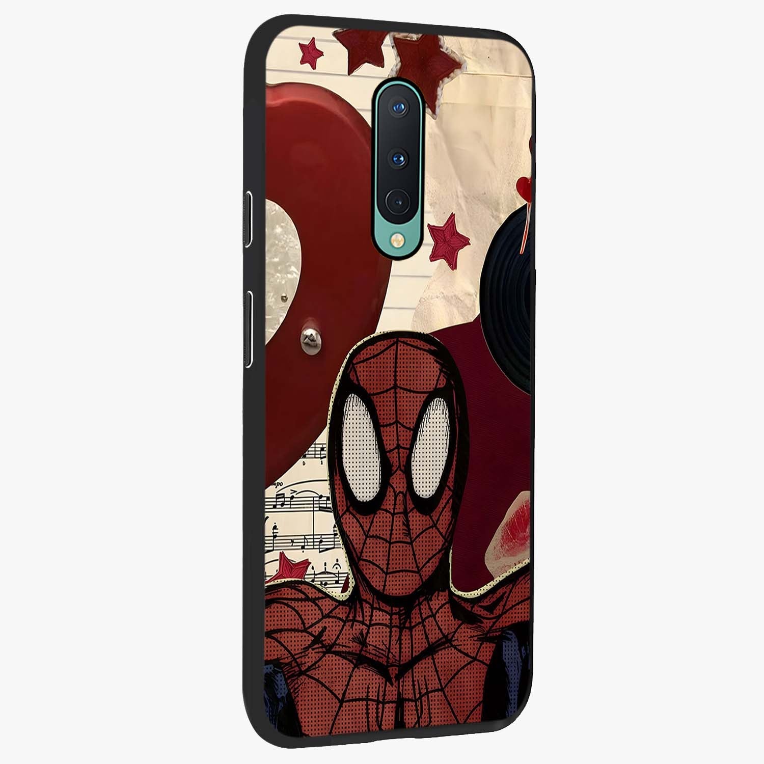 Web Warrior Vibes Glass Case upright view showcasing energetic superhero artwork with bold action theme.