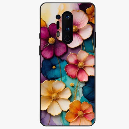 Artlyn Grace Flower Pattern Glass Case showing flat back view with elegant floral pattern artwork and glossy glass finish.