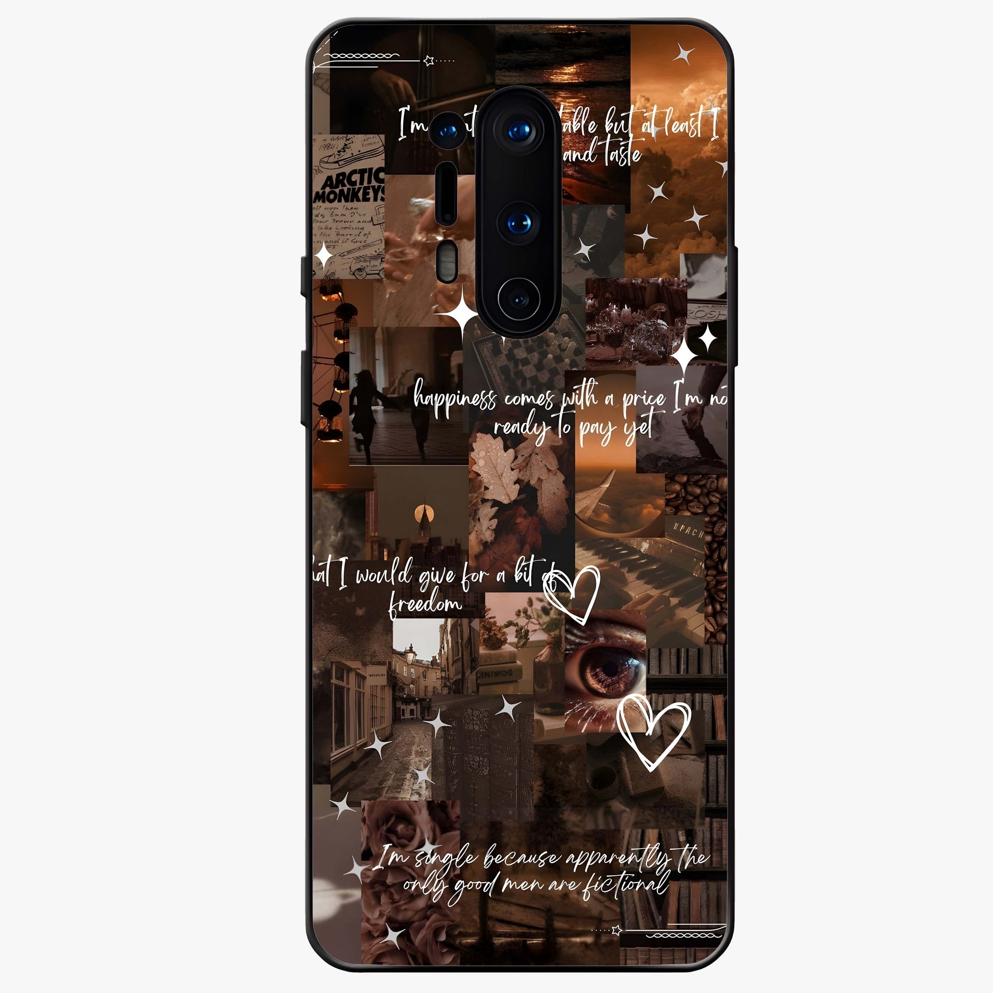 Bittersweet Aesthetic Chaos Glass Case showing flat back view with artistic chaotic aesthetic design and glossy glass finish.