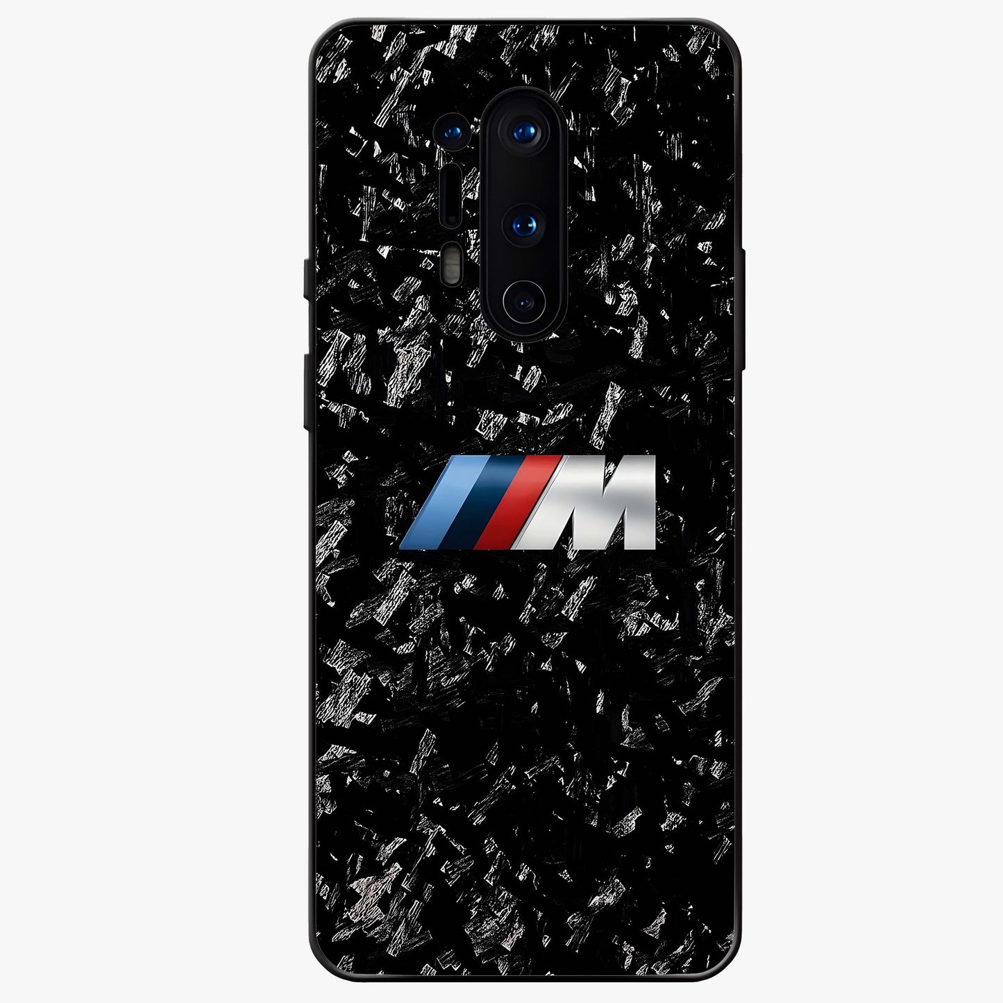 Carbon Speed Mark Glass Case showing flat back view with sporty carbon pattern artwork and glossy glass finish.