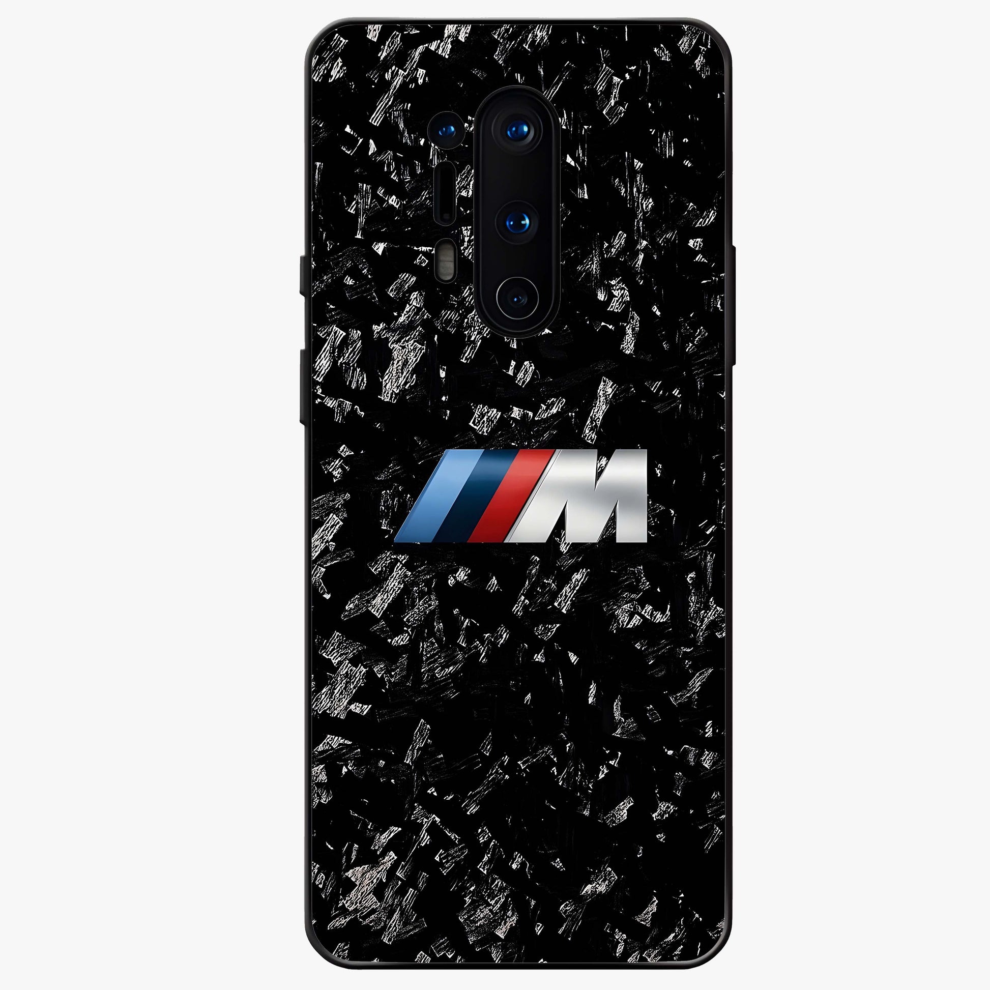 Carbon Speed Mark Glass Case showing flat back view with sporty carbon pattern artwork and glossy glass finish.