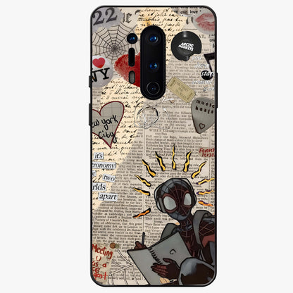 City Dream Sketch Glass Case showing flat back view with artistic city skyline sketch artwork and glossy glass finish.