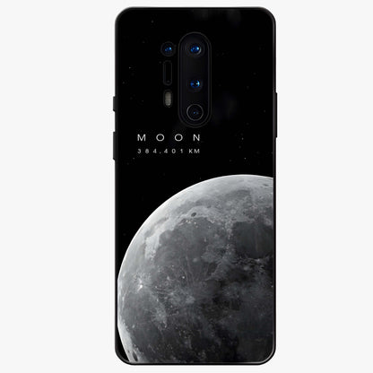 Cosmic Moon Glow Glass Case showing flat back view with glowing moon artwork and glossy glass finish.