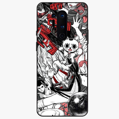 Crimson Chaos Panel Glass Case showing flat back view with bold crimson abstract artwork and glossy glass finish.
