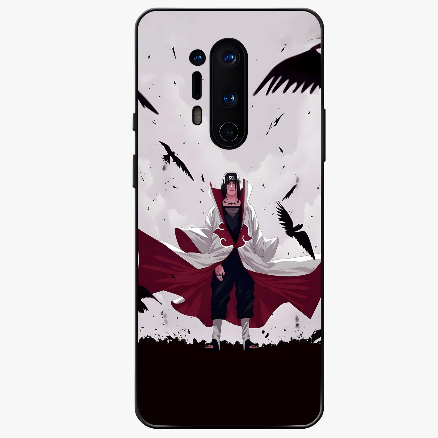 Crimson Crow Ascension Glass Case showing flat back view with mystical crow artwork and glossy glass finish.
