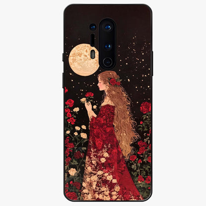 Crimson Dreams Glass Case showing flat back view with dreamy crimson artwork and glossy glass finish.