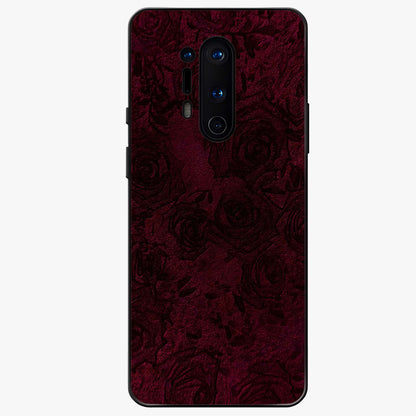 Crimson Fade Flow Glass Case showing flat back view with flowing crimson gradient artwork and glossy glass finish.