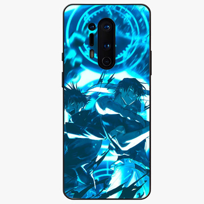 Cursed Energy Clash Glass Case showing flat back view with intense cursed energy artwork and glossy glass finish.