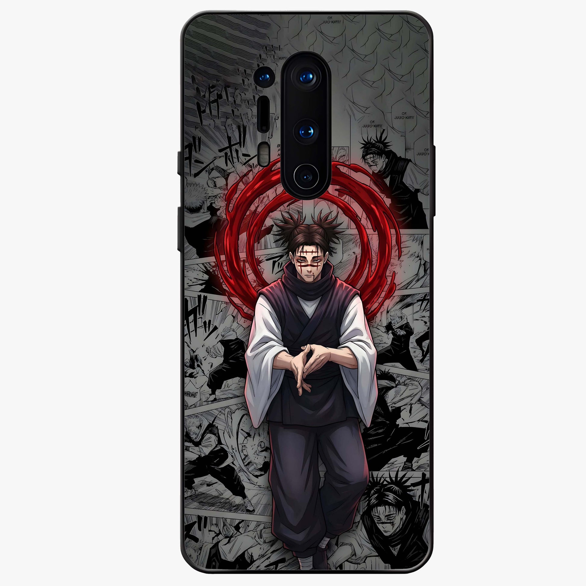 Cursed Ritual Ascension Glass Case showing flat back view with dark ritual themed artwork and glossy glass finish.