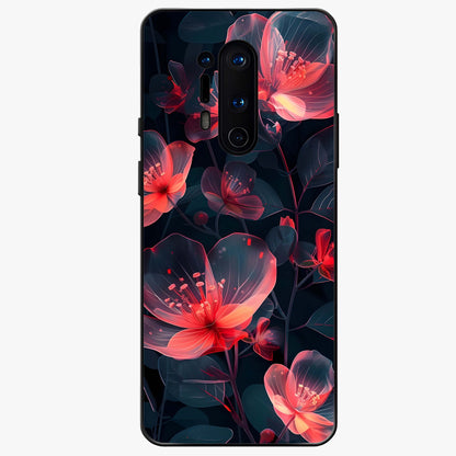 Dark Shade of Flower Glass Case showing flat back view with elegant dark floral artwork and glossy glass finish.