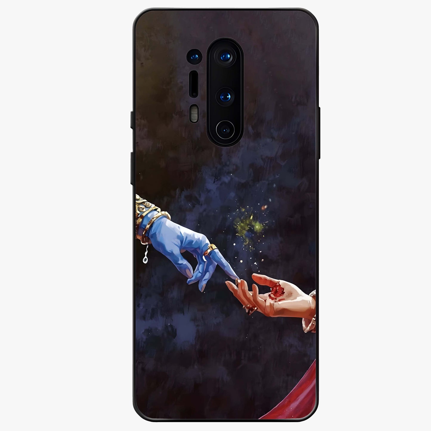 Divine Touch Eternal Glass Case showing flat back view with spiritual themed artwork and glossy glass finish.