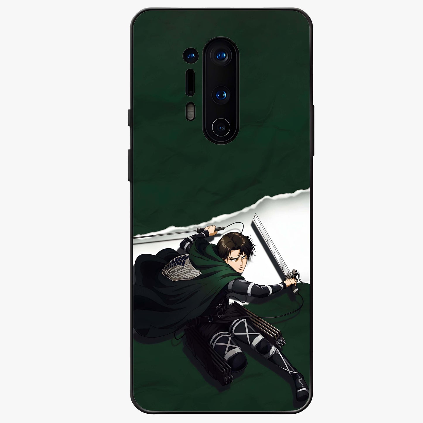 Emerald War Vanguard Glass Case showing flat back view with powerful warrior themed artwork and glossy glass finish.