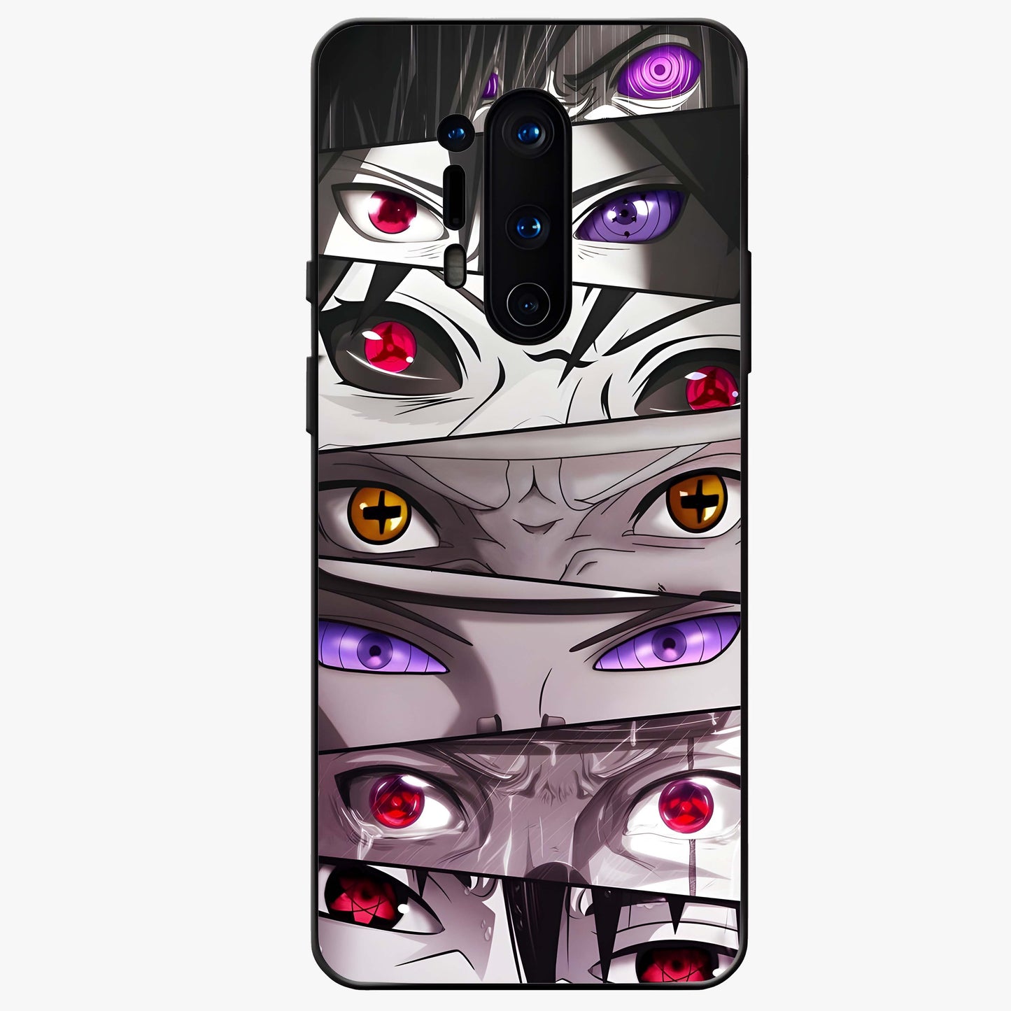 Eyes of Destiny Glass Case showing flat back view with striking eye themed artwork and glossy glass finish.