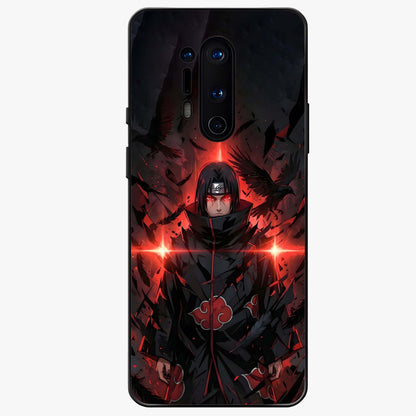 Focused Blade Discipline Glass Case showing flat back view with warrior sword themed artwork and glossy glass finish.