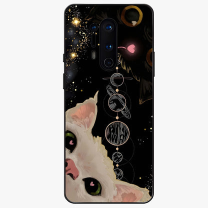 Galactic Cat Glass Case showing flat back view with cosmic cat artwork and glossy glass finish.