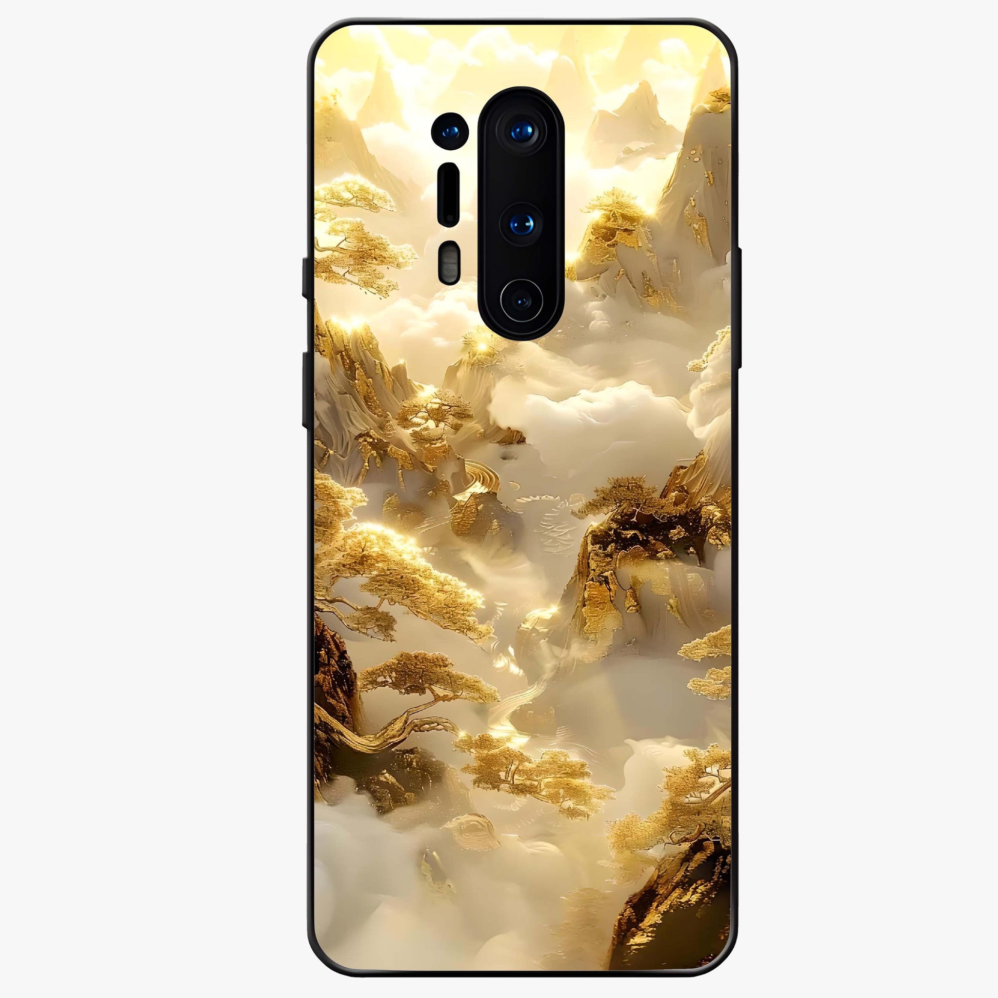 Gates Of Illumination Glass Case showing flat back view with mystical illuminated gate artwork and glossy glass finish.