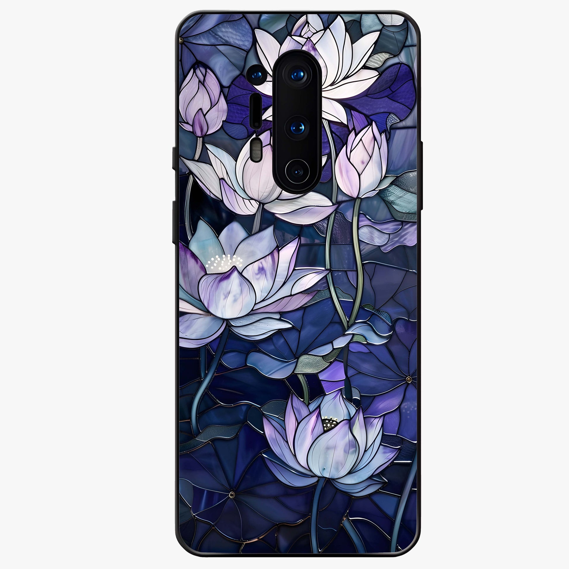 Gloss Petal Rush Glass Case showing flat back view with glossy flower petal artwork and smooth glass finish.
