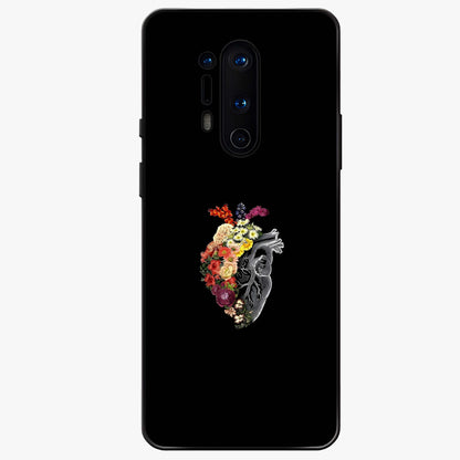 Heart With Flowers Glass Case showing flat back view with heart shaped floral artwork and glossy glass finish.
