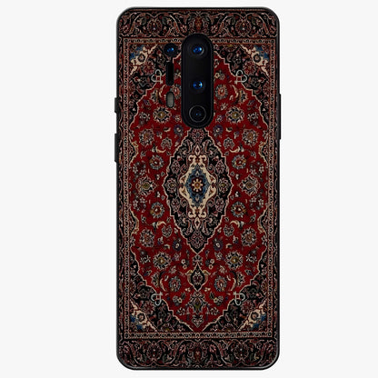 Heritage Carpet Royale Glass Case showing flat back view with ornate Persian carpet inspired pattern and glossy glass finish.