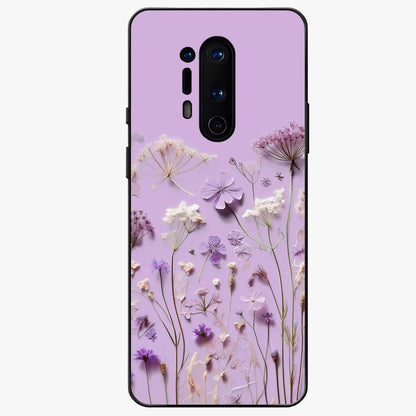 Lavender Blossom Dream Glass Case showing flat back view with soft lavender floral artwork and glossy glass finish.