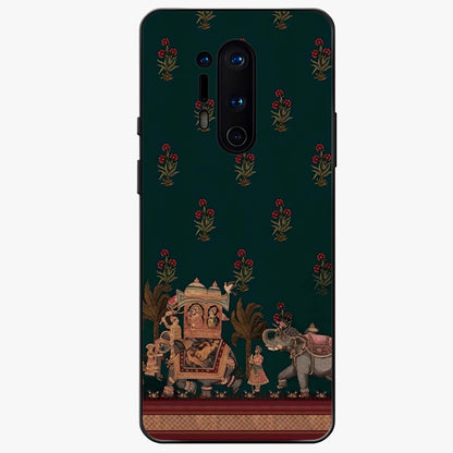 Macmerise Glass Case showing flat back view with stylish modern artwork and glossy glass finish.